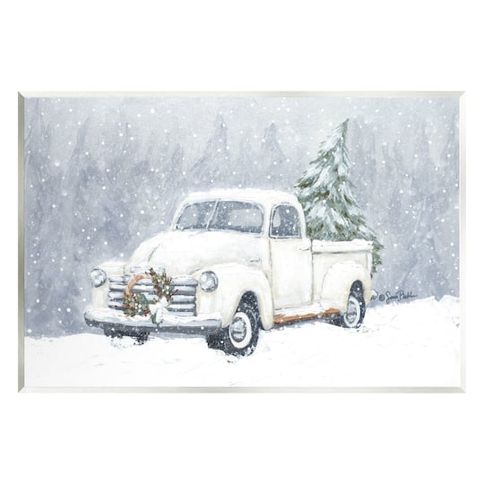 Stupell Industries Seasonal Niveous Snow Truck Scene Wall Plaque Art